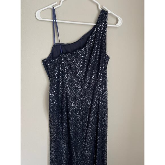 NWT Adrianna Papell Navy Sequin One Shoulder Formal Gown (Size US 8) - Picture 10 of 12